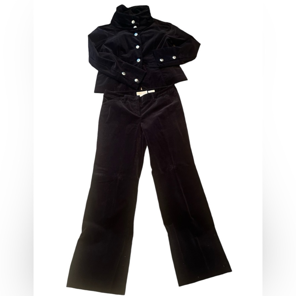Michael Kors Black Velvet Jacket & Pants Set